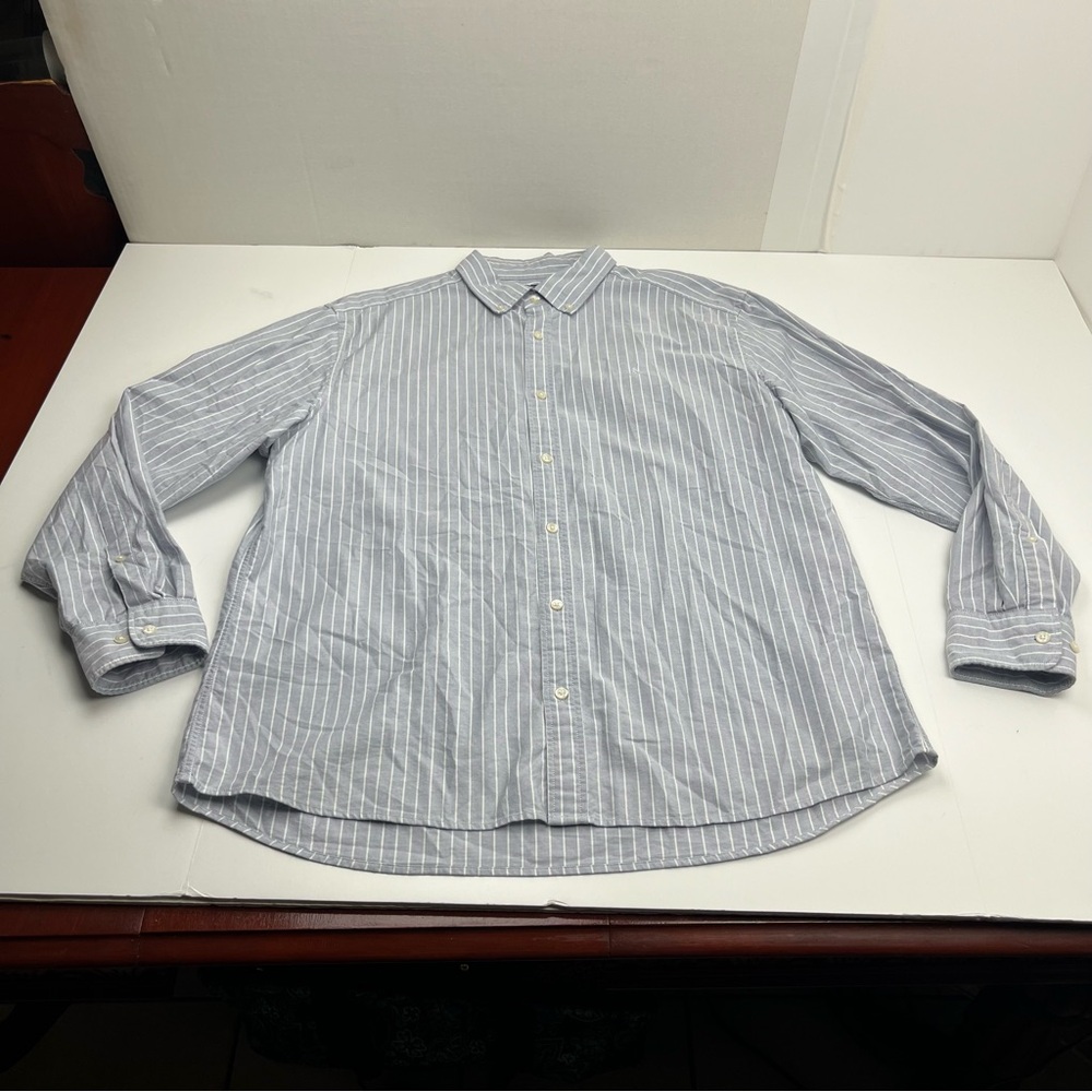 Charles Tyrwhitt Grey Gray‎ White Striped  Button Front Shirt Classic XL *FLAWED - Picture 2 of 15